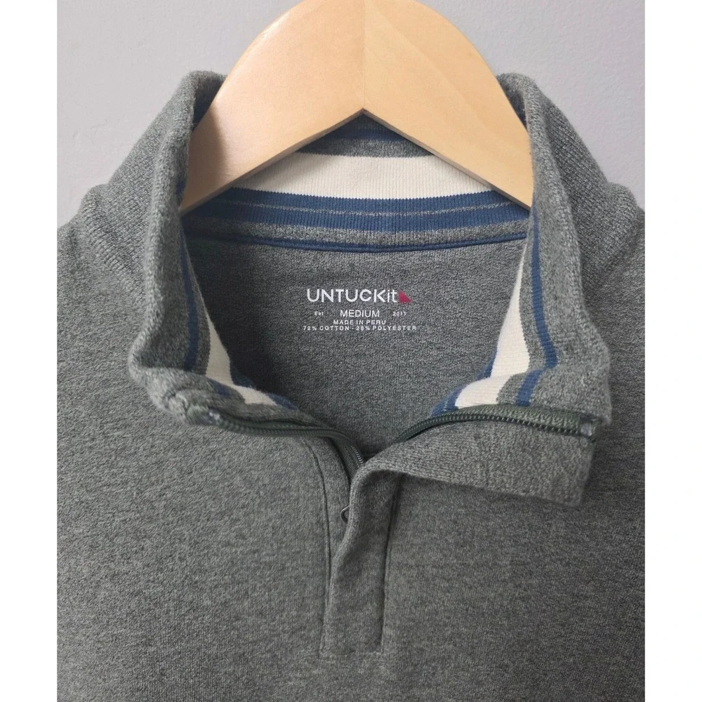 UNTUCKit Corral Quarter Zip Pullover Men Size Medium Cotton Blend Sweatshirt EUC